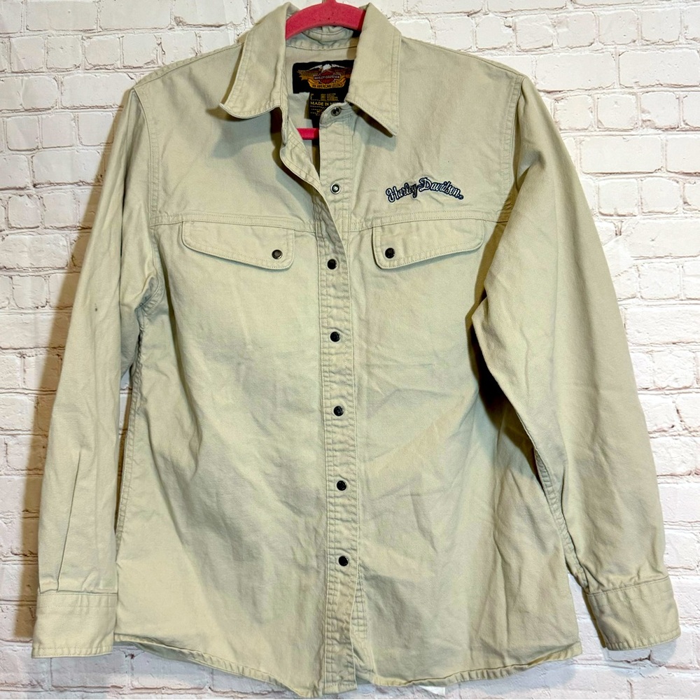 HARLEY-DAVIDSON Cotton Denim Snap Front Shirt Size Medium